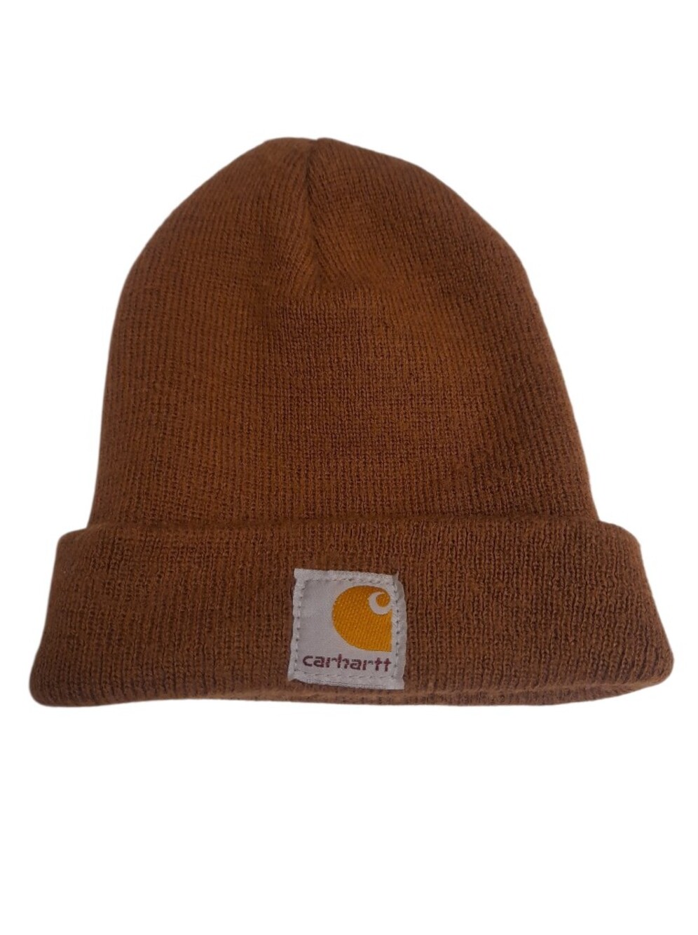 Carhartt Brown Cuffed Knit Cap with Logo Patch